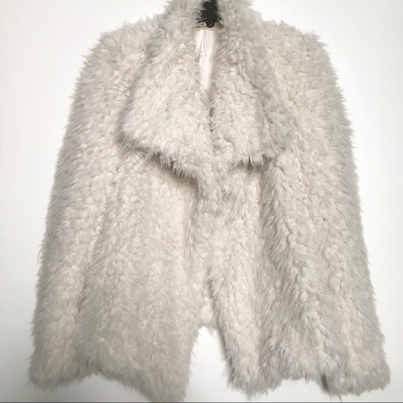 Hollister Faux Fur Collar Open Front Jacket Coat - Picture 2 of 8